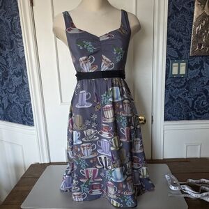 Silk Floreat Anthropologie Midi Dress Teacup Print - Size 4 - tea party, wedding